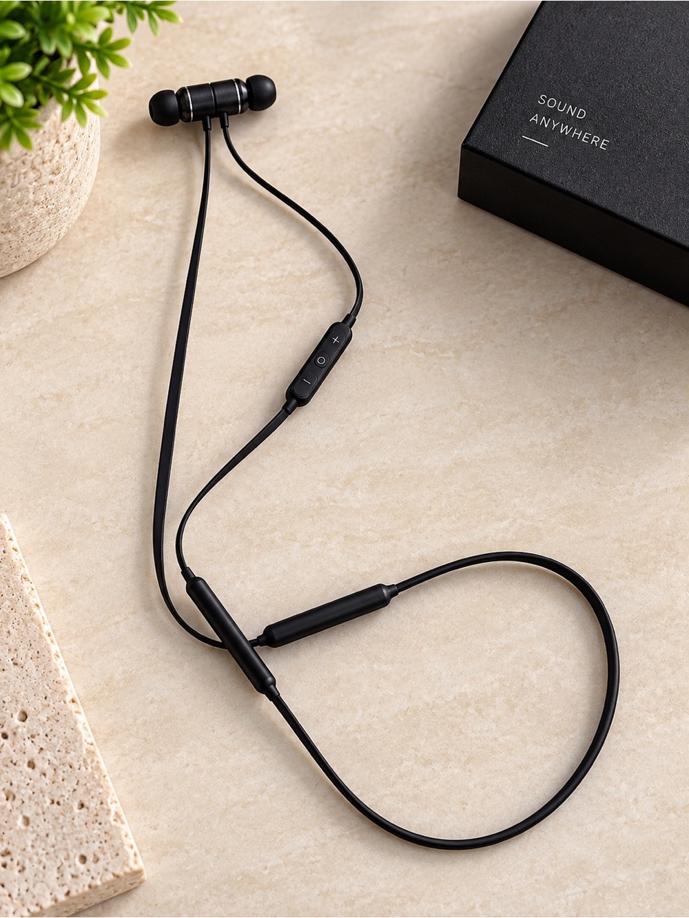 Wireless Black Magnetic In-Ear Headphones with Inline Controls